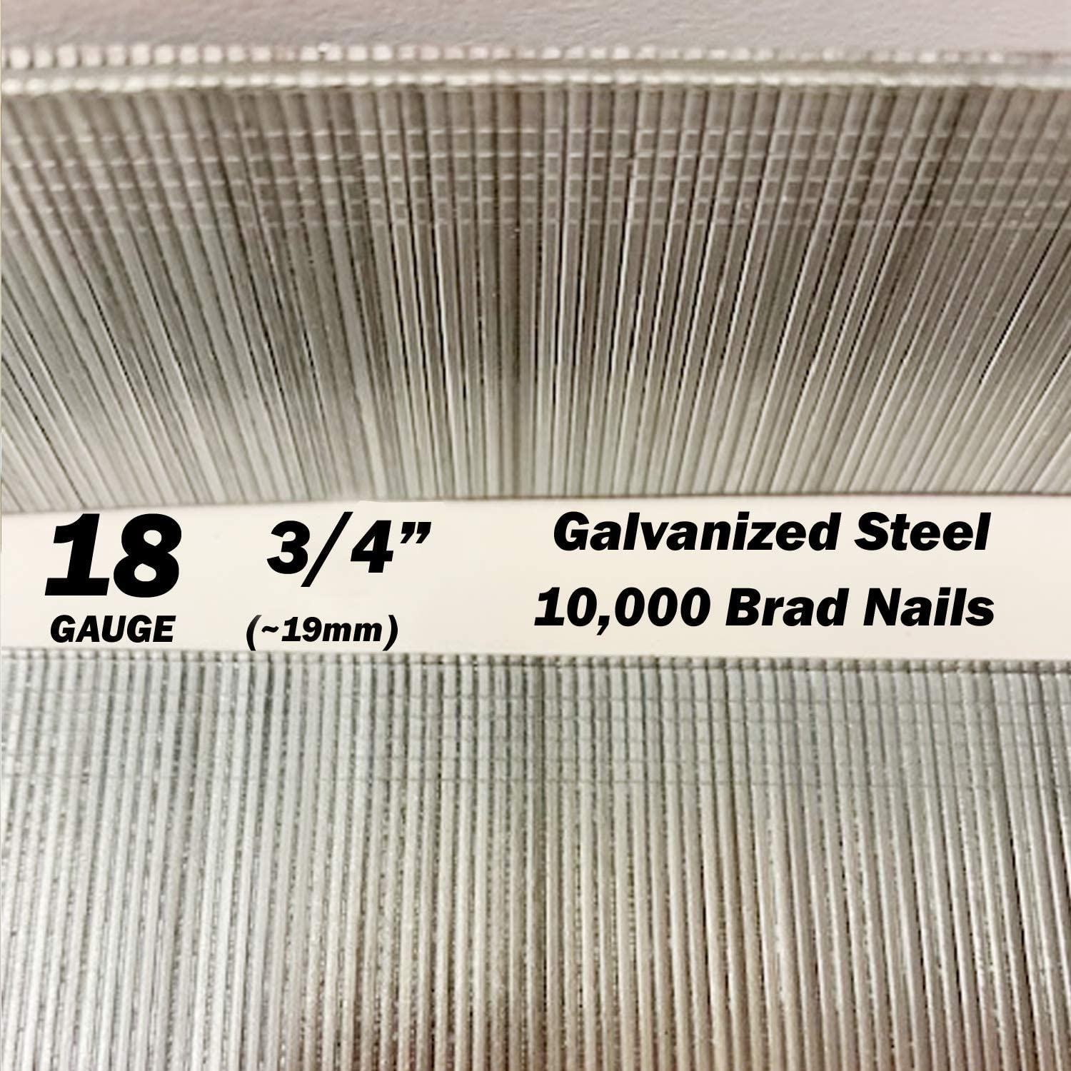 Galvanized Steel 18 Gauge 18Ga 3/4" 19mm Brad Nails F19 18G 3/4" Inch Long Brads 3/4 inch