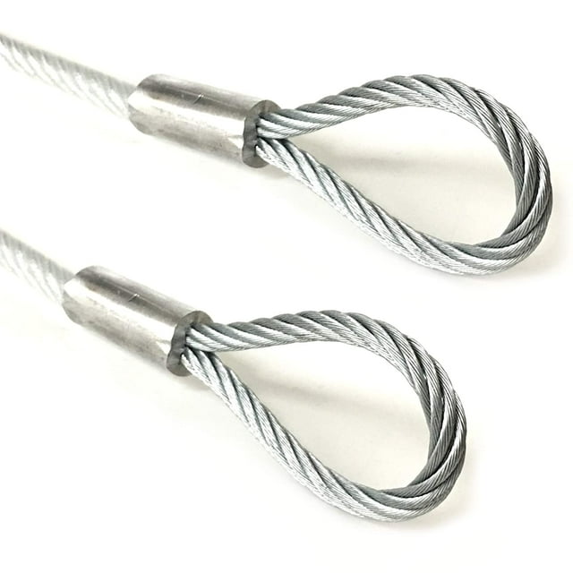 Galvanized Steel 3/16" Vinyl Coated Wire Rope 7x19 Strand 1/8" , Double Loops Zinc Plated