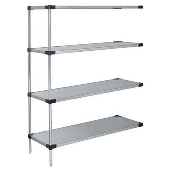 Galvanized Steel 4-Solid Shelf Add-On Unit - 86 in.