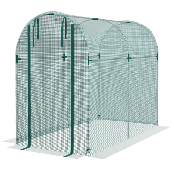 Galvanized Steel Crop Cage Plant Protection Tent with Zipper Door 4ft x 8ft Green