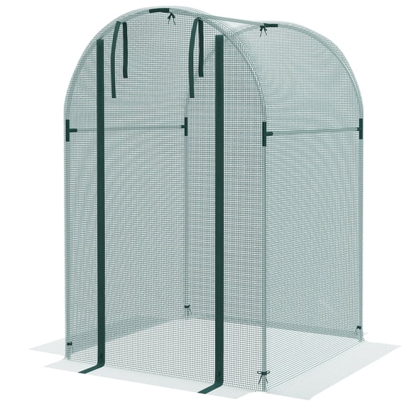 Galvanized Steel Crop Cage, Plant Protection Tent with Zippered Door, 4' x 4', Green