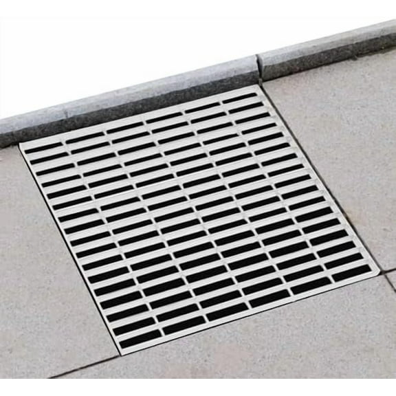 Galvanized Steel Drain Grate, 23.6x23.6in Outdoor Drain Cover Durable Heavy Duty Channel Grate Load of 5Kn, Rust-Proof Metal Sewer Grate for Driveway,Garage,Yard$$Building Supply
