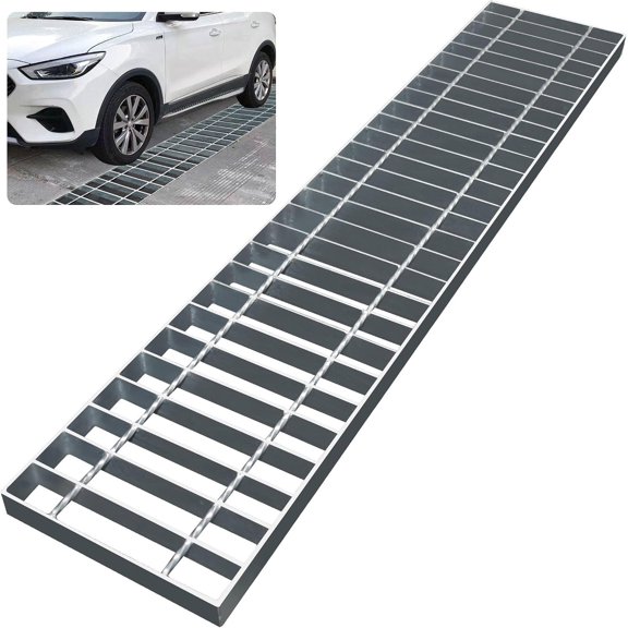 Galvanized Steel Driveway Trench Drain Grate, 39.4" X 11.8"