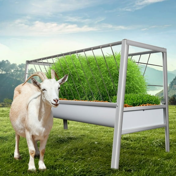 Galvanized Steel Farm Animal Sink, Livestock Feed Tray, 77 Gal High-Volume Feeder, Cow Hay Feeder, Washable Galvanized Build, for Ranch, Stable, Goat, Cow