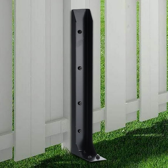 Galvanized Steel Fence Post Stabilizer Kit 6-Pack - 32 Inch Black Ground Spikes to Repair Leaning/Cracked Wooden Fence Posts