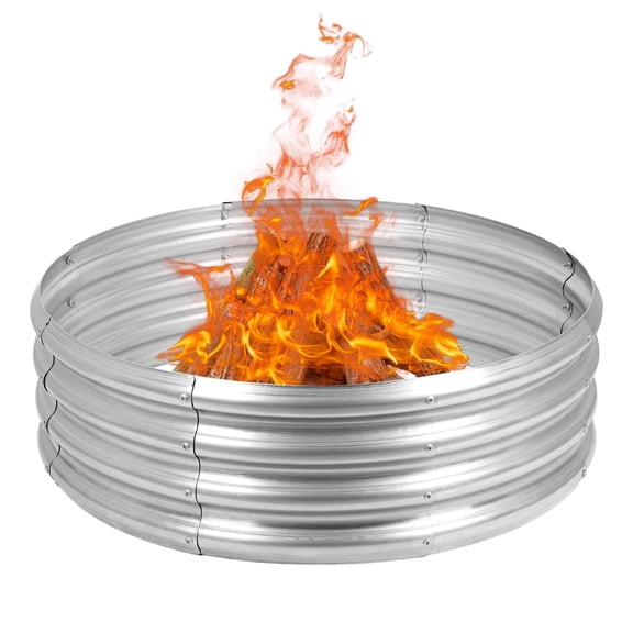 Galvanized Steel Fire Pit Ring Above Ground Outdoor Camping Use