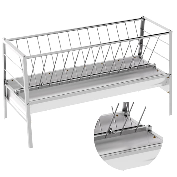 Galvanized Steel Frame Large Livestock Feeder, Pasture Feeder, Goat Hay Feeder, Heavy-Duty Hay Grain Livestock Feeder, 77Gal Capacity, 2-in-1 Functional Feeder, Livestock Feeding, for Barn Livestock