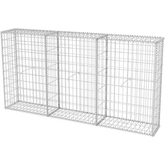Galvanized Steel Gabion Basket Gabion Stone Basket Cage, Galvanized Steel Gabion Wall Fencing Patio Decorative Fence, 78.7"x11.8"x39.4",-261
