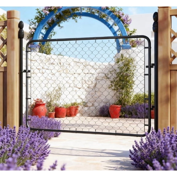 Galvanized Steel Garden Door,Garden Gate Chain Link Fence Gate,for Yard Entrance Way