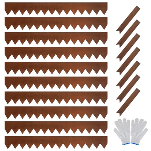 Galvanized Steel Garden Edging 40"x6", Set of 10, Heavy Duty Landscape Border with Spikes for Flower Beds, Lawns, Paths