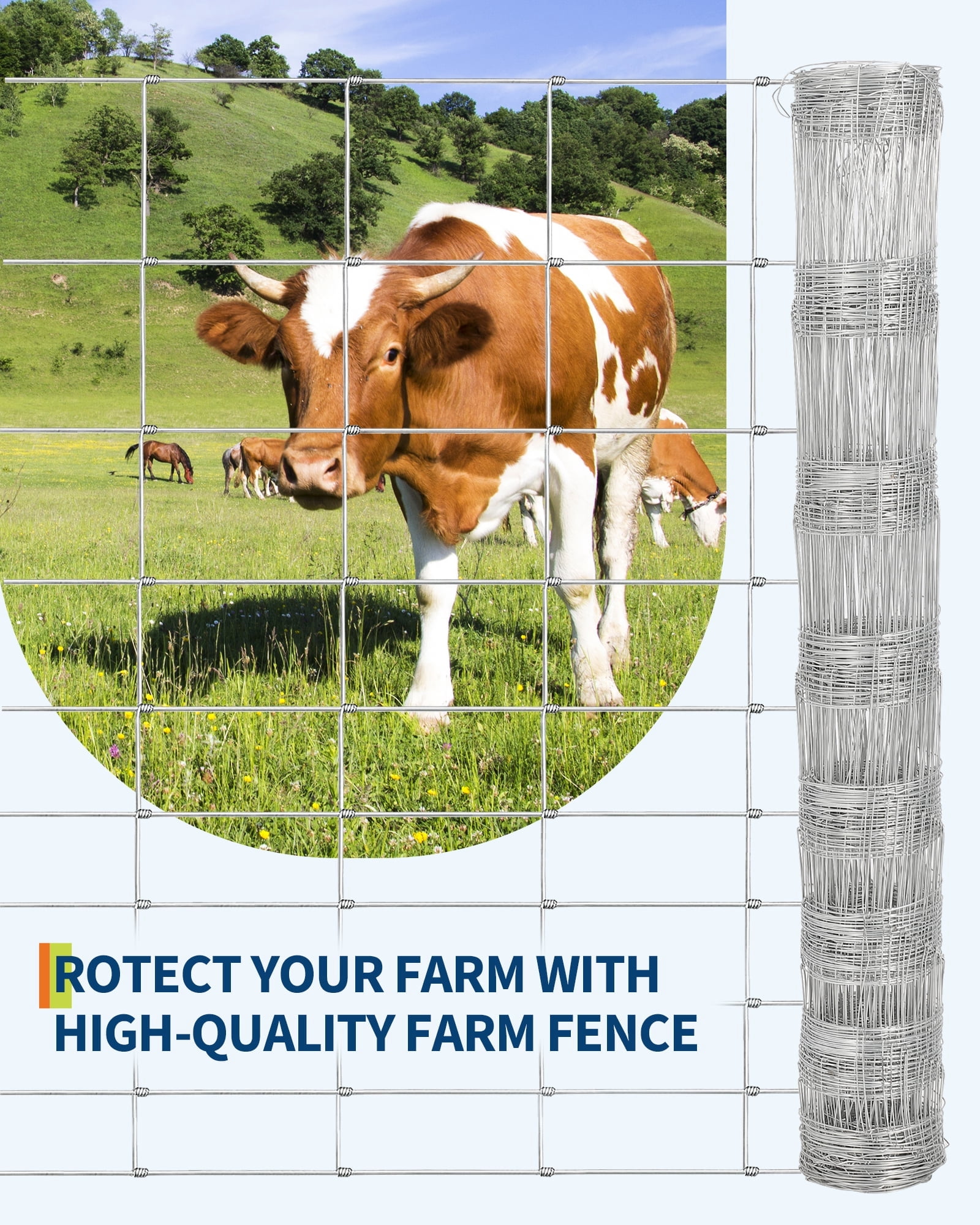 Galvanized Steel Garden Fence - Welded Wire Mesh for Livestock & Plants,164ft*6FT