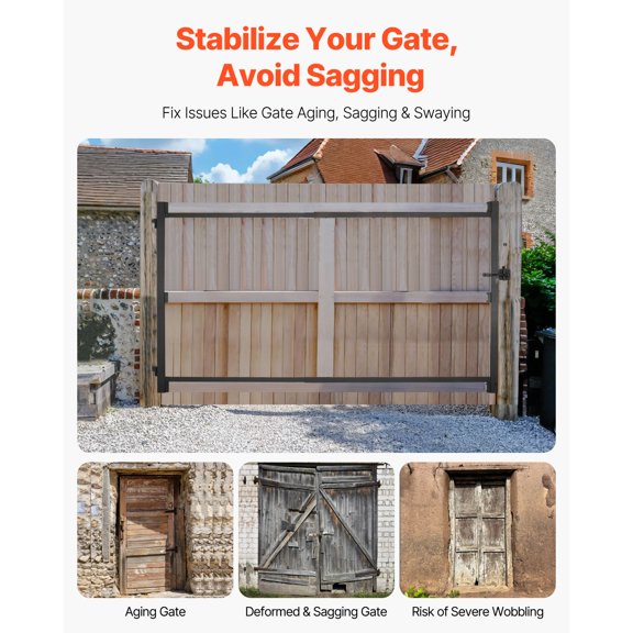 Galvanized Steel Gate Building Kit Adjustable 40-72 Inch Wide Openings 4-5 Ft High Fence Anti Sag Full Frame Kit with Latch Lock and Screws for Wooden Fence