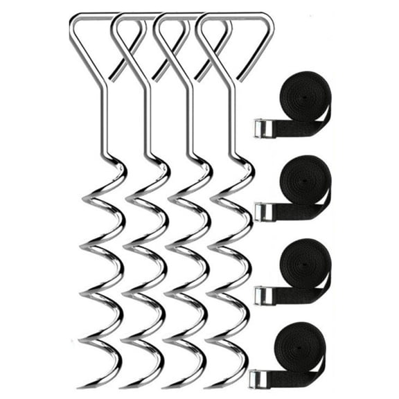 Galvanized Steel Earth Holding Kit 4 Pieces For Trampoline Tent Wind Stabilization Heavy Duty 15.8 Inch