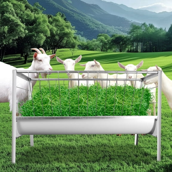 Galvanized Steel Hybrid Trough, Two-Level Feeding Rack, Low-Rust Ranch Equipment, Cattle, Goat, Horse, Farm