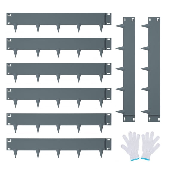 Galvanized Steel Landscape Edging 8-Pack,40x6 Inch Flexible Metal Lawn Edging with Hammer-in Stakes,Rustproof Corrugated Teeth for Lawn, Flower Beds, Pathways