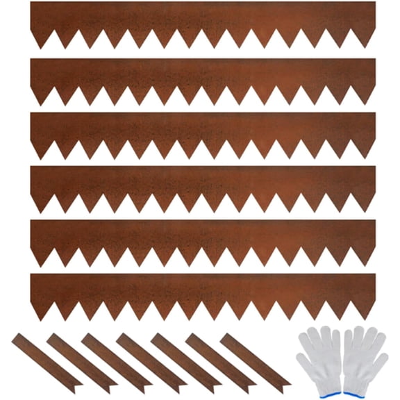 Galvanized Steel Landscape Edging 8-Pack, Metal Garden Border Edging with Stakes, Heavy Duty Bendable Lawn Edging for Flower Beds, Yards, Pathways & Landscaping