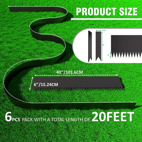 Galvanized Steel Landscape Edging Metal Edging for Landscaping with , Hammer-in Metal Landscaping Edging for Yard Pathway & Flower Beds – Lawn Edge for Garden Design