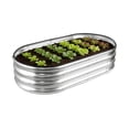 thumbnail image 1 of Galvanized Steel Oval Raised Garden Bed 8 ft x 4 ft x 1 ft - Outdoor Metal Planter Box for Vegetable Gardening, 1 of 5