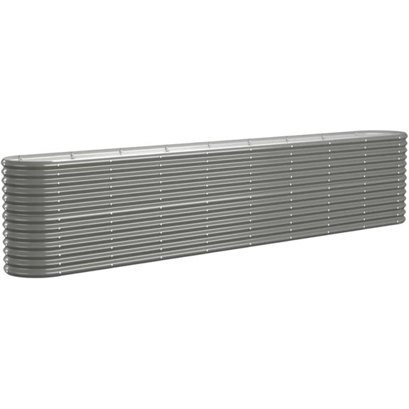 Galvanized Steel Raised Garden Bed, 130.7x15.7x26.8 Inch Gray Metal Planter with Interior Support Brackets for Vegetables, Herbs, Flowers