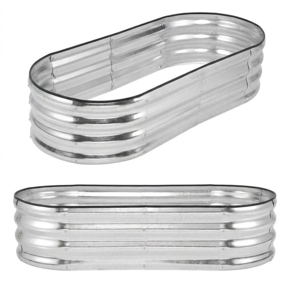 Galvanized Steel Raised Garden Bed – 2 Pack Large Oval Planter Boxes, Outdoor Rust-Resistant Metal Planting Boxes, Open-Ended Base, Easy Assembly, For Vegetables, Flowers & Herbs, 4.5×2×1FT Two-Pack