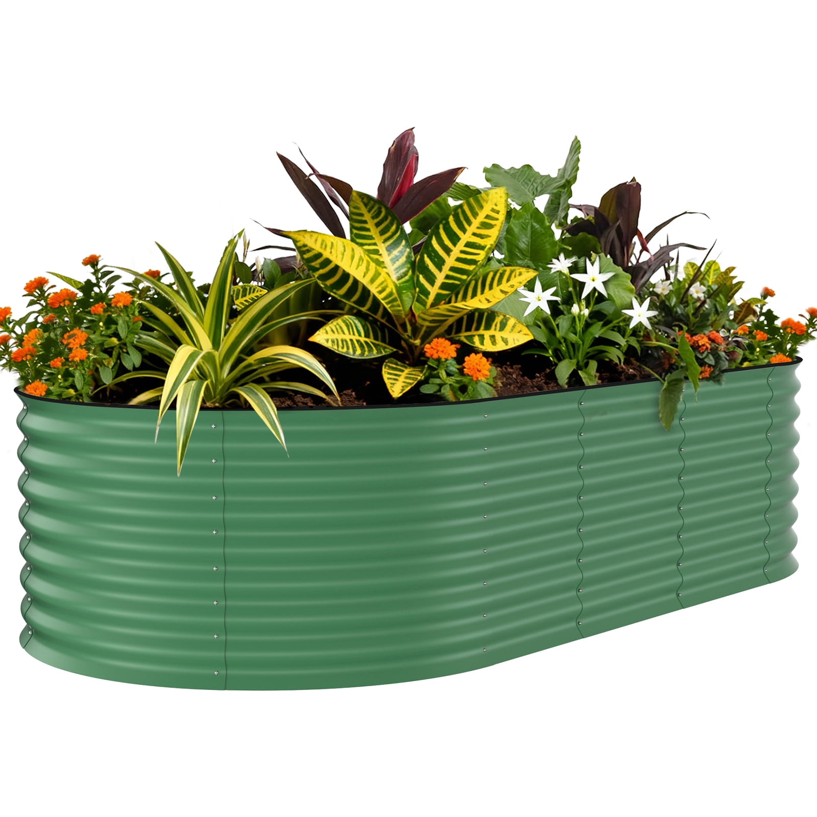 Galvanized Steel Raised Garden Bed – 8x4x2 ft Large Outdoor Planter, Rust-Resistant & Heavy Duty, Ergonomic Open-Bottom, Easy Assembly – Green with Anti-Cut Strips, 240x120x60cm