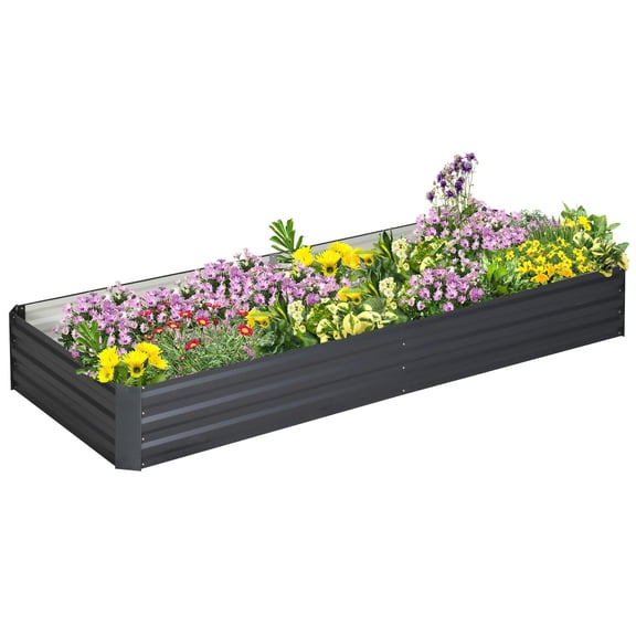 Galvanized Steel Raised Garden Bed Kit, 95x36x12 Inch Easy Assembly Planter Box for Vegetables, Flowers, Herbs, Outdoor Gardening