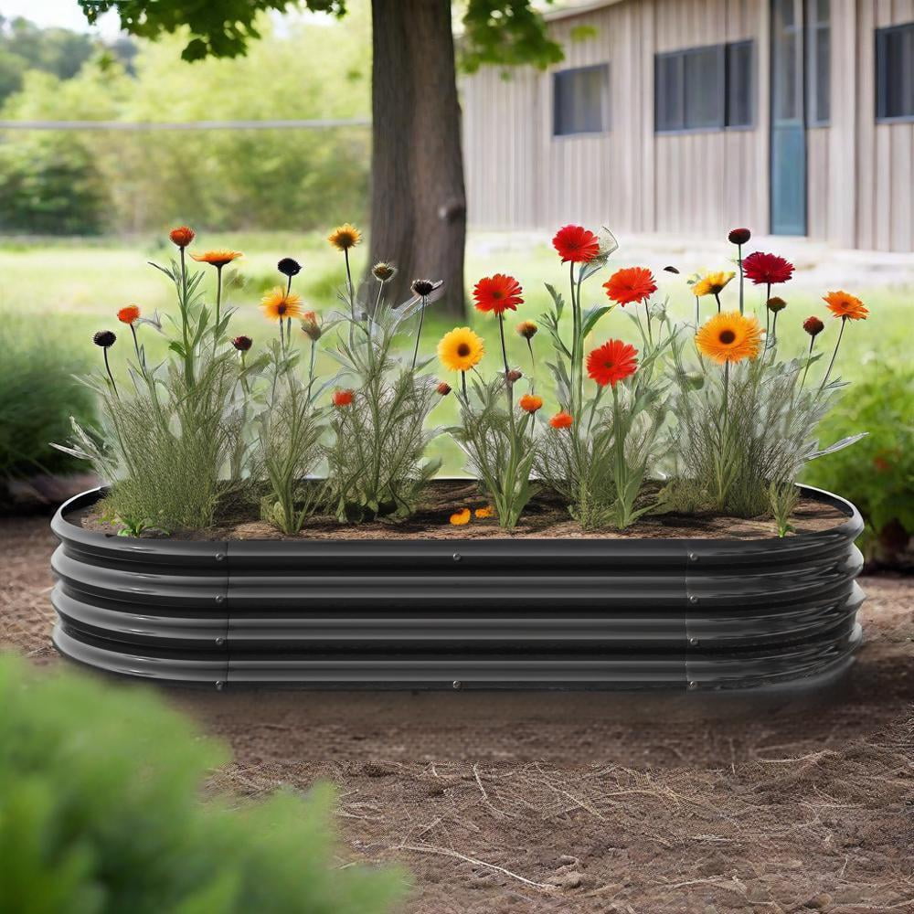 AsterOutdoor Galvanized Steel Raised Garden Bed Kit – Metal Planter Box for Vegetables & Flowers, Heavy-Duty Rust-Resistant, Black