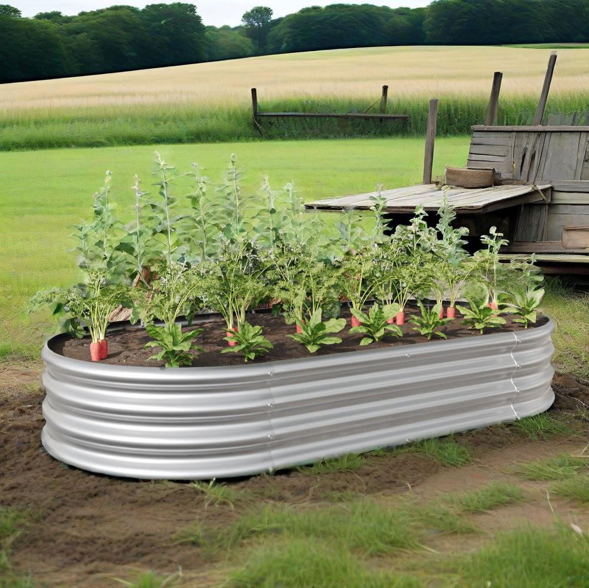 Galvanized Steel Raised Garden Bed Kit - Outdoor Metal Planter Box for Vegetable/Flower Planting & Landscaping, Heavy Duty Rust-Resistant Design，Sliever