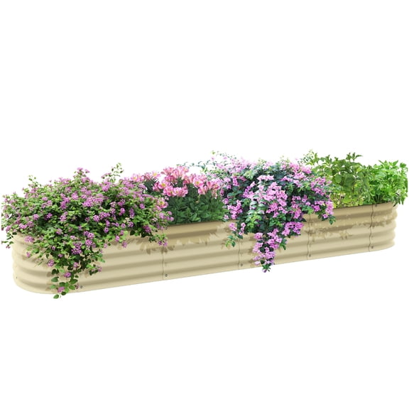 Galvanized Steel Raised Garden Bed Kit with Safe Edging, Outdoor Elevated Planter Box for Vegetables Herbs Flowers