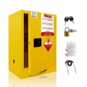 Galvanized Steel Safety Cabinet, 12 Gallon, Yellow Chemical Storage, Combustible Storage Cabinet, Industrial Safety Cabinet, for Gasoline, Solvents, Laboratory