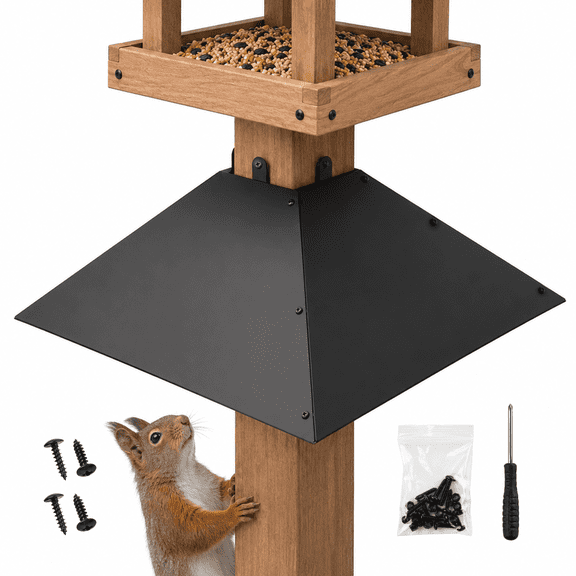 Galvanized Steel Squirrel Guard for 4x4 Wood Posts and Bird Feeder Poles, Square Outdoor Baffle for Raccoon and Critter Deterrence