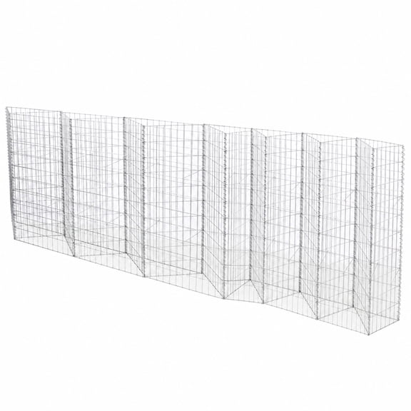 Galvanized Steel Tall Gabion Basket with Multiple Compartments, Extra Long Welded Wire Stone Cage,Rustproof Weather Resistant Gabion Wall for Outdoor High Retaining Wall,Landscape Boundary Fencing
