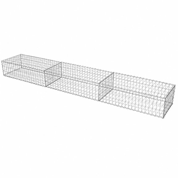 Galvanized Steel Welded Gabion Basket with Dividers 3 Compartment Stone Cage Weatherproof Rustproof Gabion Wall for Garden Retaining Wall Landscape Border Fence
