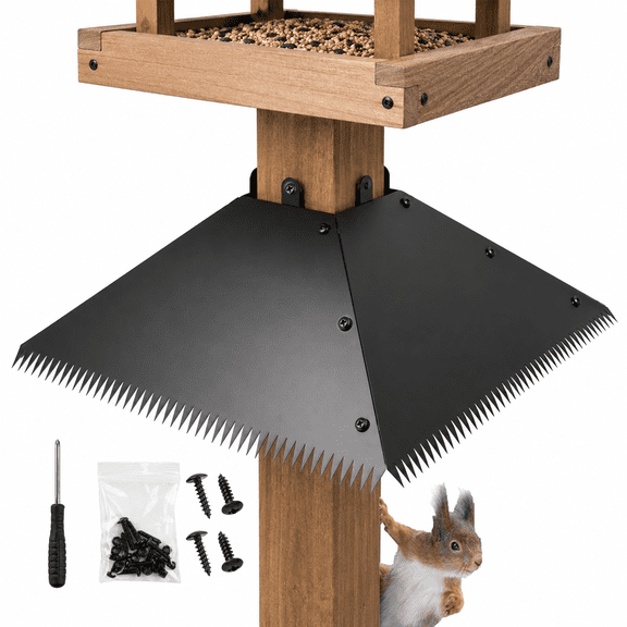 Galvanized Steel Wildlife Barrier for 4x4 Posts and Bird Feeder Poles, Outdoor Squirrel and Raccoon Deterrent