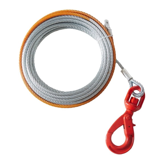 Galvanized Steel Winch Cable, 3/8 Inch x 100 Feet 15,200 lbs Breaking Strength, Wire Winch Rope with Swivel Hook, Towing Cable Heavy Duty, Universal Fit for SUV, Large Off-Road Vehicle, Truck