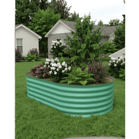 Galvanized Tall Raised Garden Bed Kit, Oval Large Planting Box for Vegetables Flowers