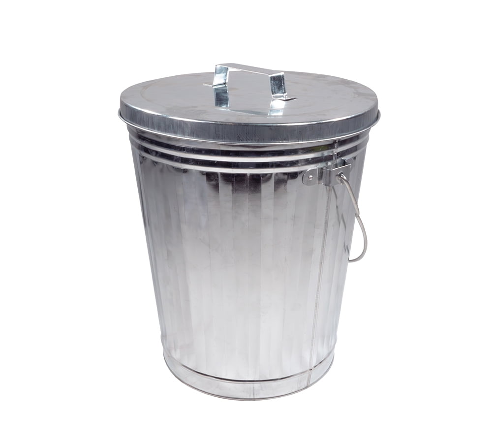Galvanized Trash Can w/ Lid Ideal for Trailers - 6 Gallon Steel Mounted Small Outdoor Garbage Can for Home, Office, Bathroom, Kitchen - Fire and Heat Resistant