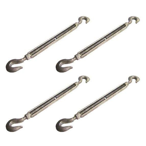 Galvanized Turnbuckle - Hook & Hook - 3/8" x 6" - 4 Pack