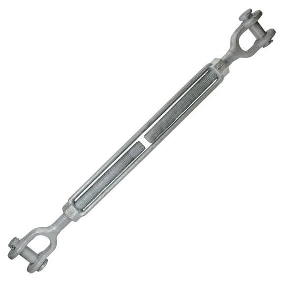 US Cargo Control 1-1/2 Inch x 24 Inch Jaw and Jaw Galvanized Turnbuckle, Working Load Limit 21,400 Pounds, Uses: Tower, Suspension, Mining, Rigging, Tensioning