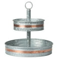 thumbnail image 1 of Ilyapa Galvanized Tiered Tray Stand with Copper Trim, Metal 2 Tier Serving Tray Platter for Cake, Dessert, Appetizers & More, 1 of 6