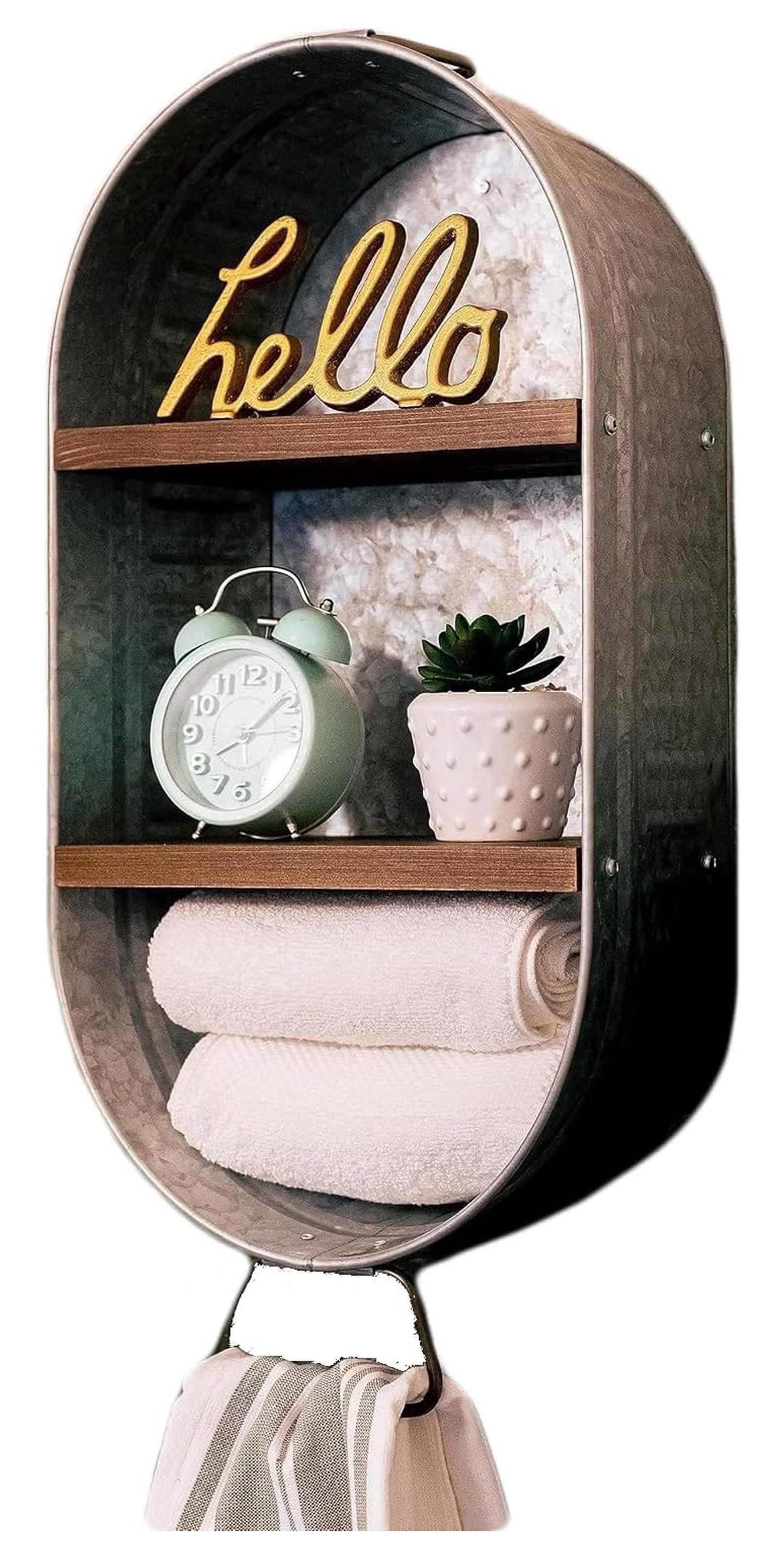 Curated visual reference: Picture Idea: Galvanized Wash Tub With Shelves Rustic Bathroom Décor