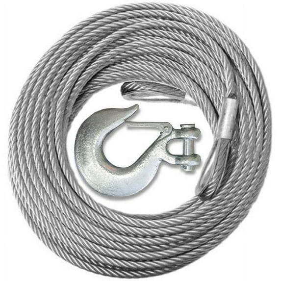 Galvanized Winch Cable Extension - 5/16 inch X 50 ft (9,800lb strength) with MEGA Winch Hook (OFF-ROAD VEHICLE RECOVERY)