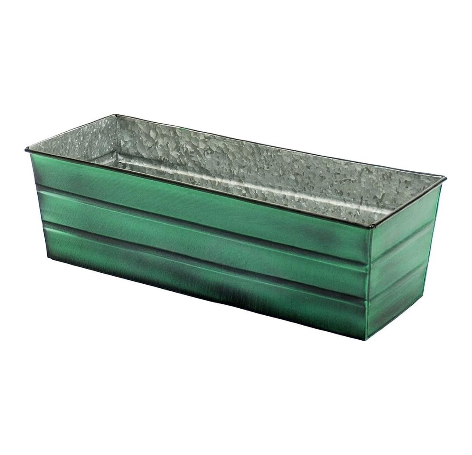 Galvanized Window Flower Box Planter-Green-Medium (24
