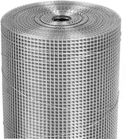 Galvanized Wire Mesh Fence Roll 60in x 50ft  1/2 inch Mesh 19GA Vinyl Coated Hardware Cloth, Heavy Duty Poultry Netting for Garden Yard Animals Plants Protection, Silver