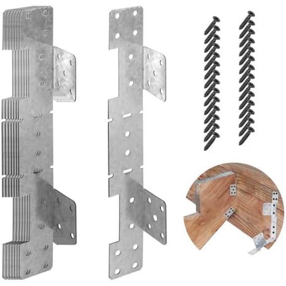 Galvanneal 18-Gauge Adjustable Stair-Stringer Connector, Interchangeable Concealed Hanger, Tie Straps Bracket Steel Deck Stair Connector, Deck Brackets Screw Included - 8 PCS$$Hardware