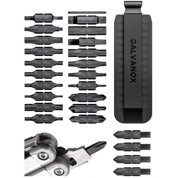 Galvanox Double Sided Bit Set Designed for Leatherman Multi-Tools, Flat-Bit Screwdriver Set with Holder (21 Pc Set + 4 Bonus Bits)