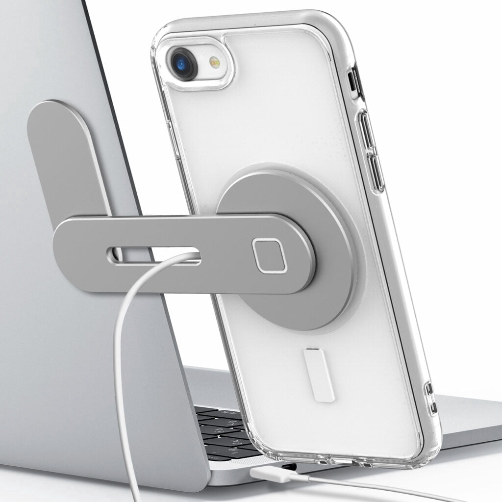 Galvanox Magnetic Wireless Charger for iPhone 12 / 13 (15W) Adjustable Desktop Holder Compatible with Magsafe Charging (Aluminum Silver)