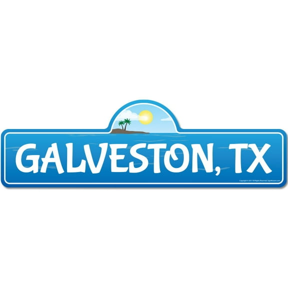 Galveston TX Texas Beach Street Sign | Indoor/Outdoor | Surfer Ocean Lover Décor For Beach House Garages Living Rooms Bedroom | Signmission Personalized Gift