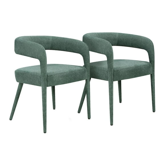 Galway 2-Piece Set of Two Comfy Cushioned Metal Side Chairs in Teal Linen Fabric