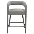thumbnail image 1 of Galway Comfy Cushioned Metal Counter Chair in Dark Gray Linen Fabric, 1 of 2